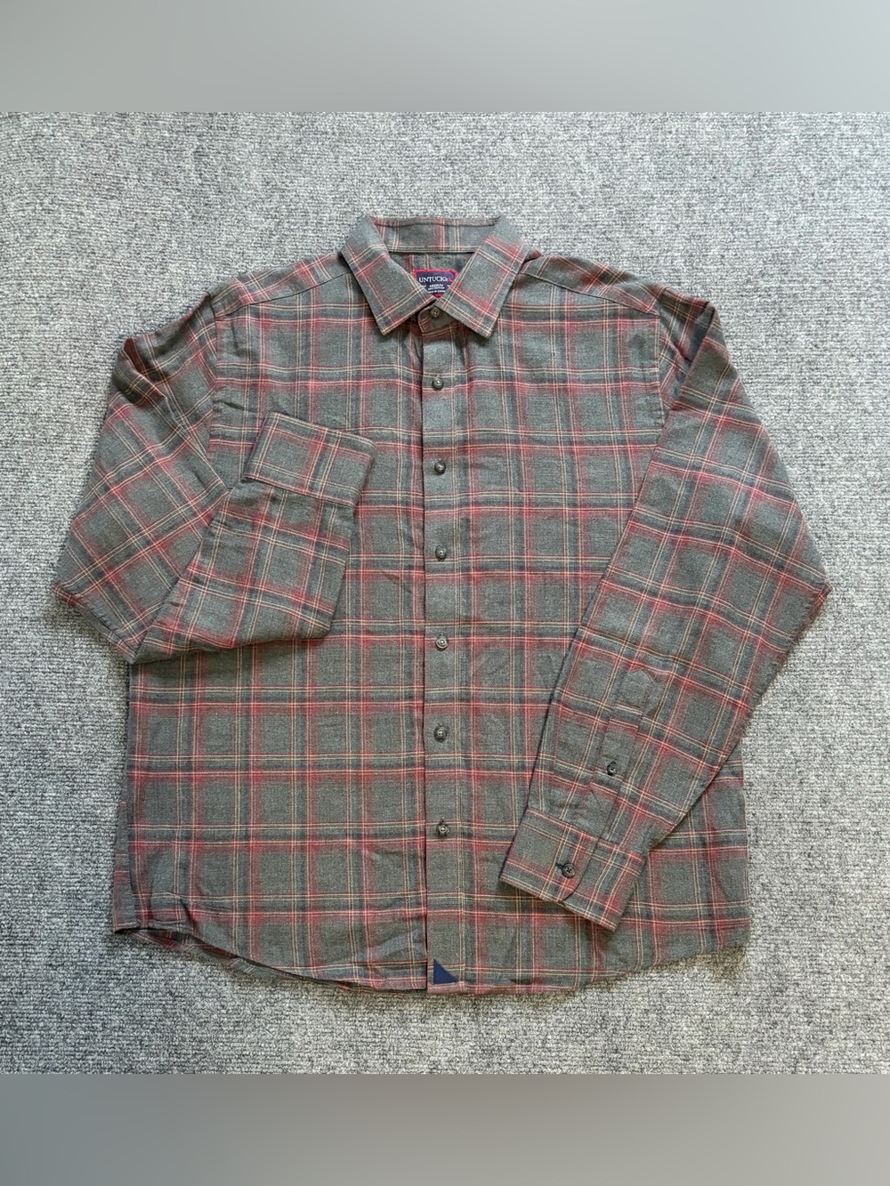UNTUCKit Olive and Red Plaid Long-Sleeve Button-Down Shirt
